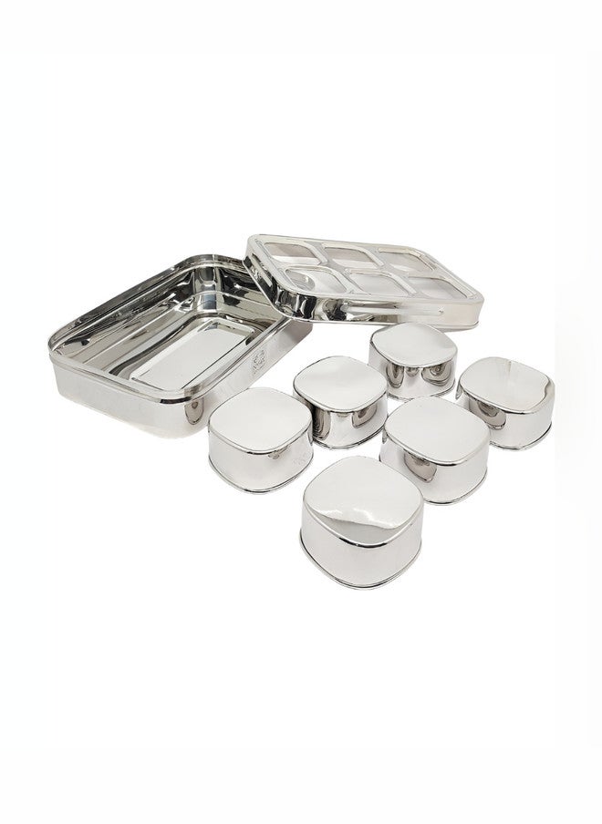 Nyra Kitchenware Stainless Steel 6 Compartment Dry Fruit Spice Box - Image 2